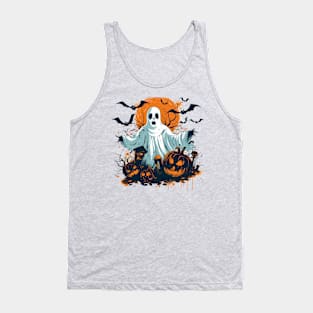 Vintage Halloween Pumpkin Ghost Bats Cute Retro Super Cool Best Gift Tank Top